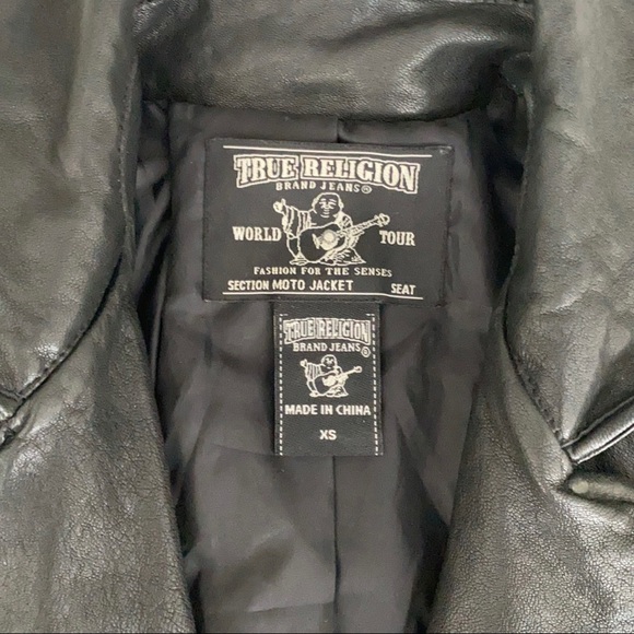 True Religion Section Moto Black Leather Jacket XS - Picture 3 of 6